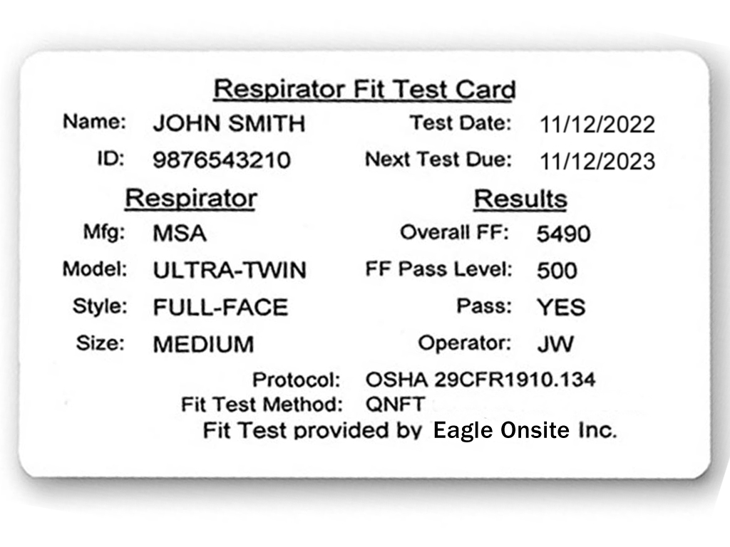 Respirator Fit Test Card Online Respirator Medical Evaluation